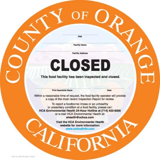Orange County restaurants shut down by health inspectors (March 5-12)